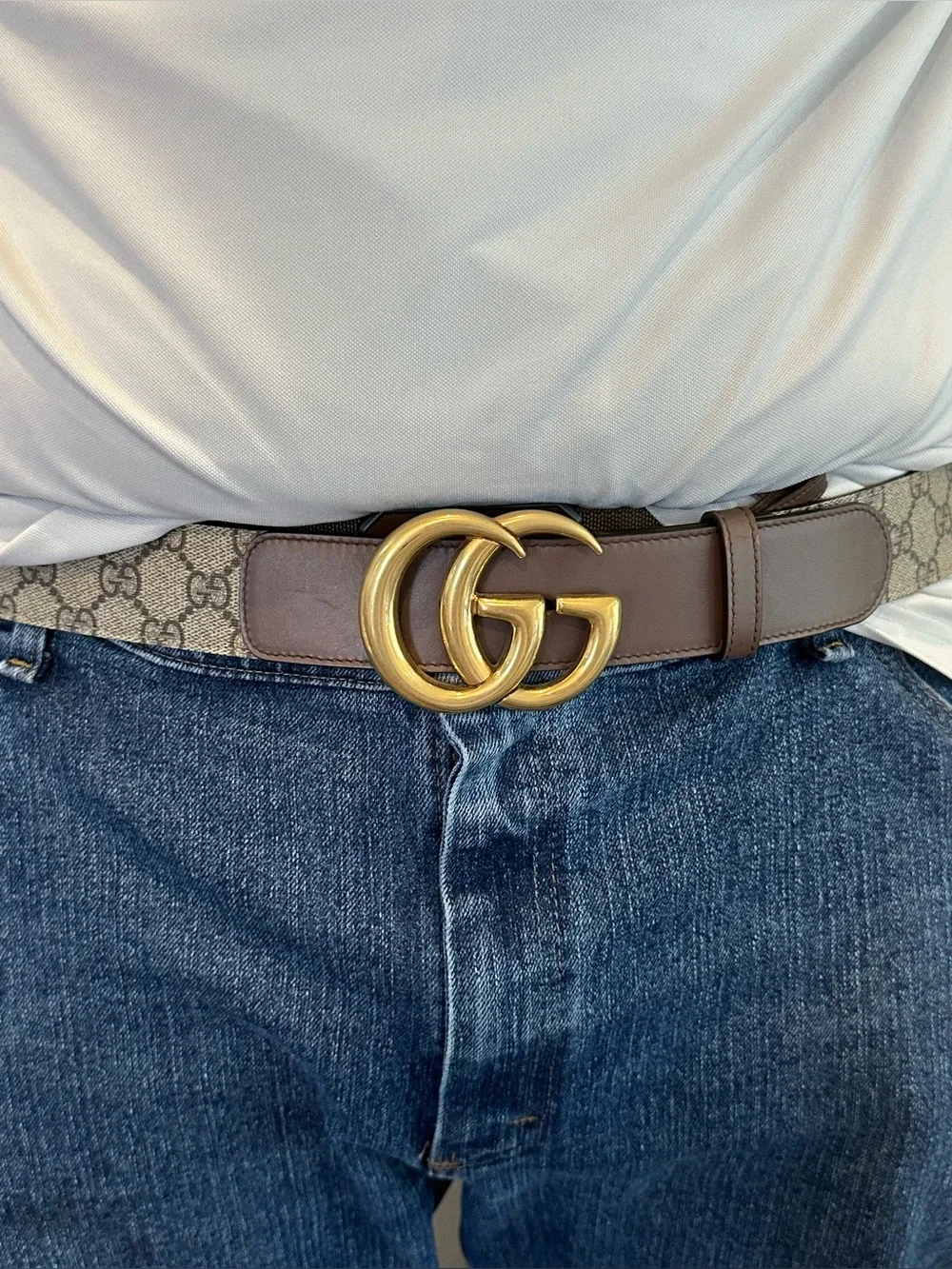 Gucci Brown Leather Belt with Gold Buckle